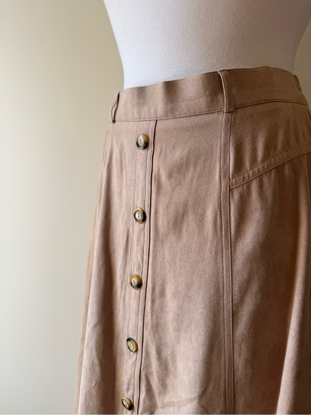 Your Sixth Sense Faux Suede Button Front Midi Skirt - Picture 2 of 6